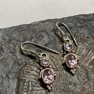 Silver pink earrings